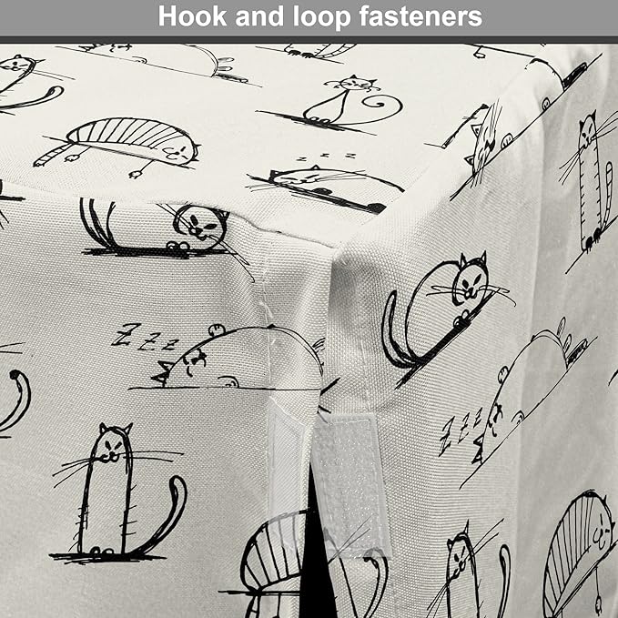 Lunarable Pet Dog Crate Cover, Funny Cat Characters Sketch Art Style Friendly Playful Kitties Lazy Fluffy Animals, Easy to Use Pet Kennel Cover for Cats & Medium Dogs, 30 Inch, Beige Black