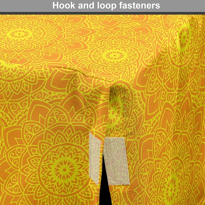 Lunarable Yellow Mandala Dog Crate Cover, Vibrant Colored Abstract Lotus Flowers Native Art Warm Sun Inspired, Easy to Use Pet Kennel Cover for Cats & Medium Dogs, 24 Inch, Yellow Orange