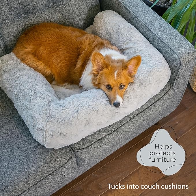 Best Friends by Sheri Calming Blanket with Bolster Dog Blanket, Gray, Medium