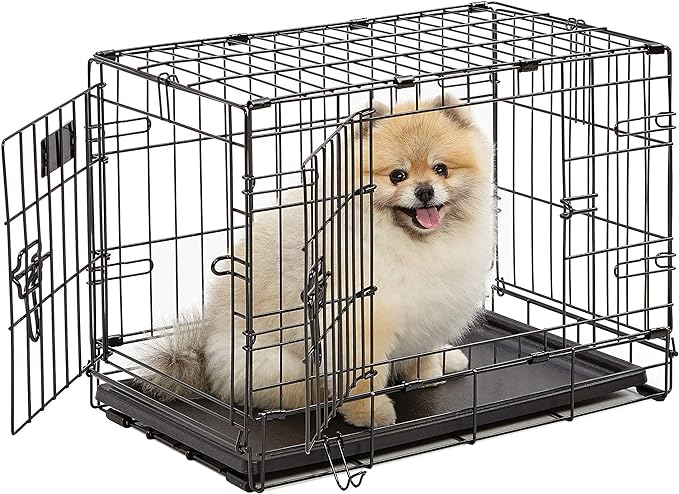 MidWest Homes for Pets Newly Enhanced Single & Double Door iCrate Dog Crate, Includes Leak-Proof Pan, Floor Protecting Feet, Divider Panel & New Patented Features