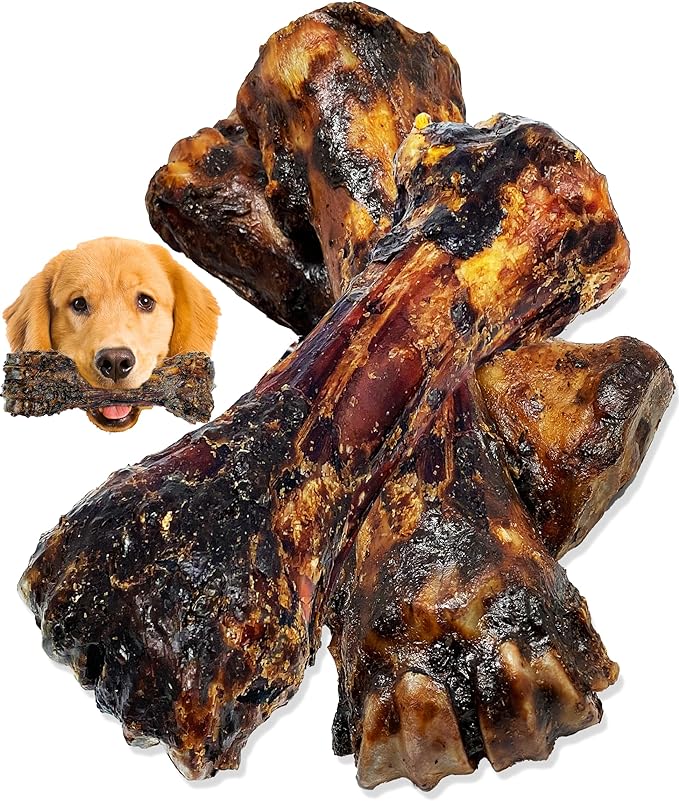Liver Coated Dog Bones for Aggressive Chewers, Chew Bones for Large Dogs, Beef Shin Large Dog Bones for Medium Dogs, Long Lasting Dog Bones, Dog Chew Bones, 3 Pack