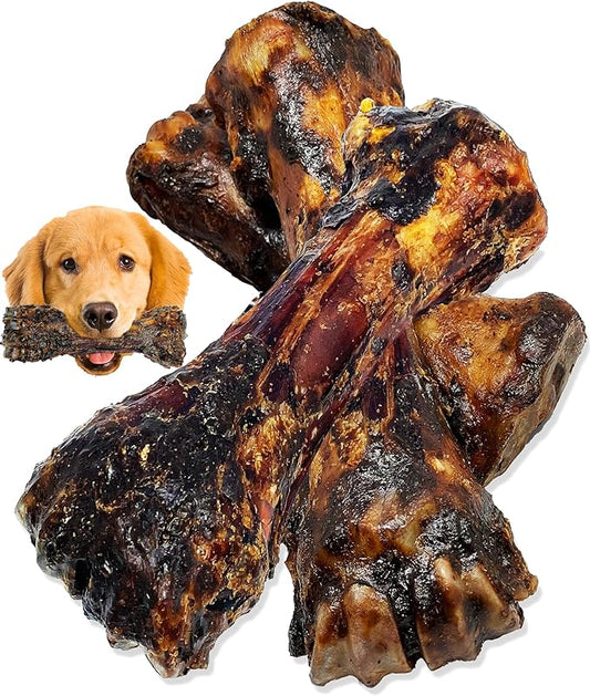 Liver Coated Dog Bones for Aggressive Chewers, Chew Bones for Large Dogs, Beef Shin Large Dog Bones for Medium Dogs, Long Lasting Dog Bones, Dog Chew Bones, 3 Pack