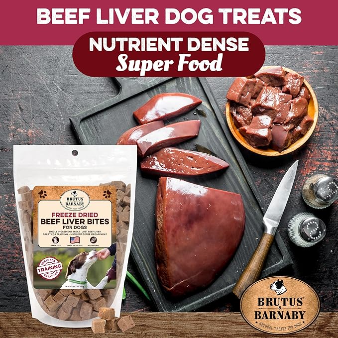 Freeze Dried Dog Treats, Beef Liver - All Natural - Healthy, Grain Free, Single Ingredient Dog Treat Liver Treats for Dogs - Beef Liver Dog Treats That Are Small Bites Perfect For Dog Training Treats