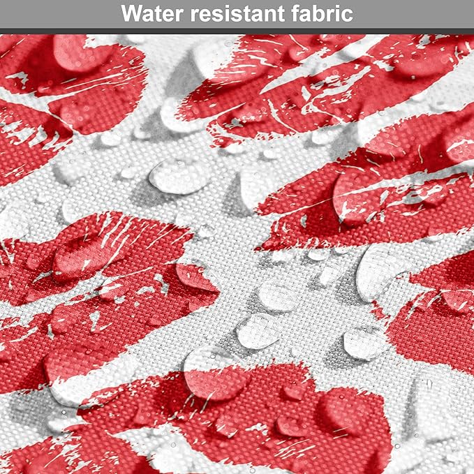 Lunarable Kiss Dog Crate Cover, Rhythmic Make up Red Luscious Lips Lipstick Imprint Illustration, Easy to Use Pet Kennel Cover for Medium Large Dogs, 48 Inch, Dark Pink and White