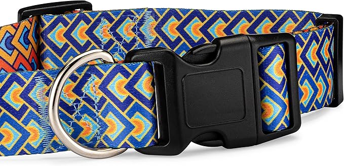 Lucky Love Dog Wide Dog Collar - Adjustable, Durable, Soft Webbing, & Comfortable 1.5 inch Wide Collar for Dogs Male and Female - in Murphy Pattern with Strong Buckle, Medium Size