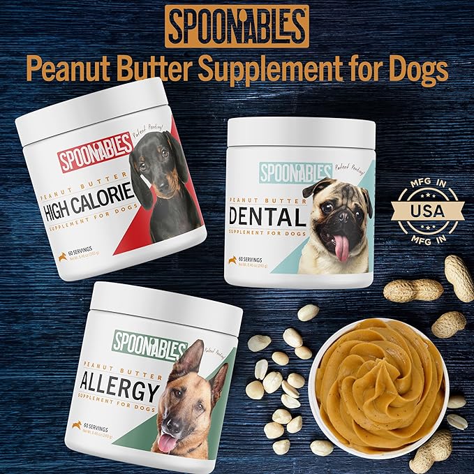 Dog Peanut Butter - Healthy Dog Treats with Dog Probiotics for Digestive Health - Anti Diarrhea for Dogs - Immune Support Supplement and Dog Gas Relief - Gut Health (8.46oz)