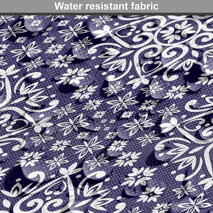 Lunarable Royal Blue Dog Crate Cover, Antique Moroccan Style Exotic Orient Inspired Ceramic Pattern Print Art, Easy to Use Pet Kennel Cover for Medium Large Dogs, 42 Inch, Indigo and White