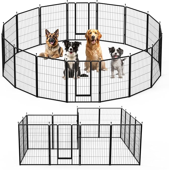 Dog Playpen 40 Inch 16 Panels, Ideal Dog Fence for Small/Medium/Large Dogs Indoor & Outdoor Bliss, Perfect Dog Pen for Camping, Yard, RV, Garden Fence, Black