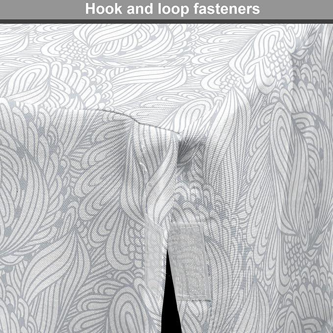 Ambesonne Grey and White Dog Crate Cover, Doodle Style Botanical Leaves Pattern Shabby Ornamental, Easy to Use Pet Kennel Cover for Medium Large Dogs, 42 Inch, Pale Blue Grey and White