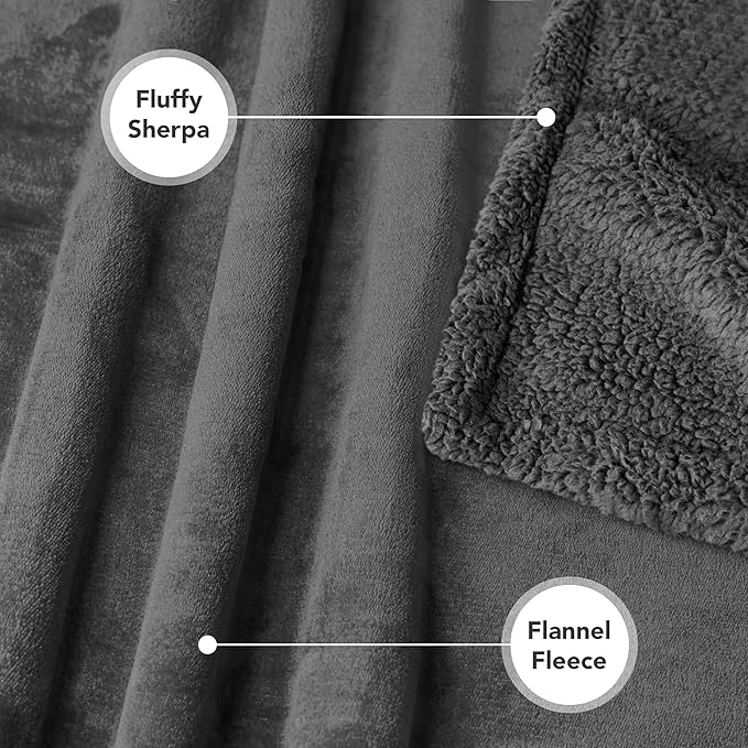 PetAmi Dog Blanket for Bed, XL Pet Blanket Large Dogs, Fleece Furniture Couch Cover Protector Sofa Car Crate Kennel, Soft Sherpa Cat Throw Plush Reversible Washable, Twin 60x80 Solid Dark Gray