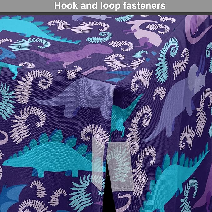 Lunarable Jurassic Dog Crate Cover, Abstract Cartoon Dinosaur Pattern Ferns Caricature Style Creatures Prehistoric, Easy to Use Pet Kennel Cover for Medium Large Dogs, 48 Inch, Blue Purple