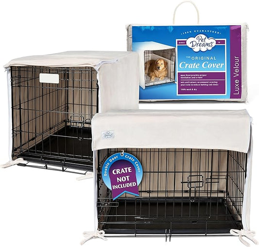 Pet Dreams Dog Crate Cover, Breathable, Dog Kennel Cover, Double Door, Dog Cage Covers for Dog Crates, Fabric Dog Crate Covers (Fits iCrates 18, 24, 30, 36, 42, 48 inches)