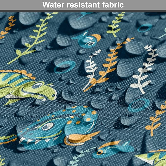 Lunarable Jurassic Dog Crate Cover, Evolution Marine Dinosaurs and Nautical Foliage Animal, Easy to Use Pet Kennel Cover for Medium Large Dogs, 36 Inch, Petrol Blue Pale Green