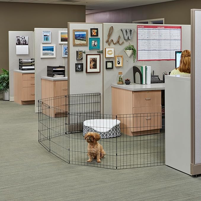 MidWest Homes for Pets Dog Exercise Pen & Playpen, 24" W x 30" W, No Door, Black