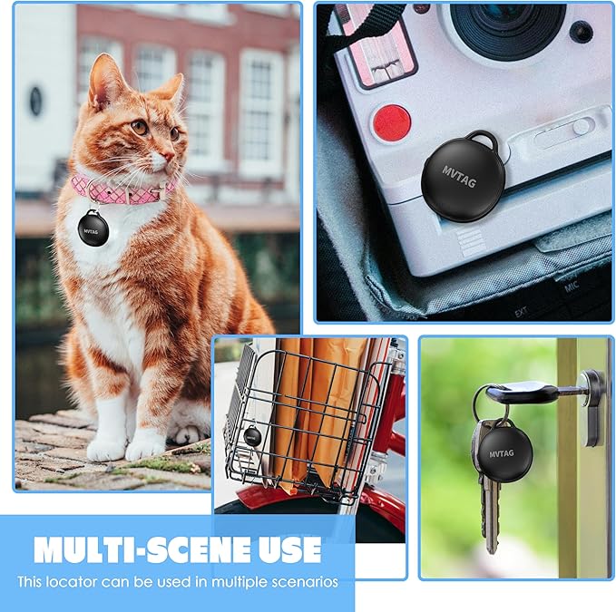 Cat Tracker GPS Collar No Monthly Fee, Real-Time Mini Pet Tracker for Small Medium Large Kittens, Reflective Waterproof Cat Tracking Collar with Bell, Indoor & Outdoor (Only for iOS)