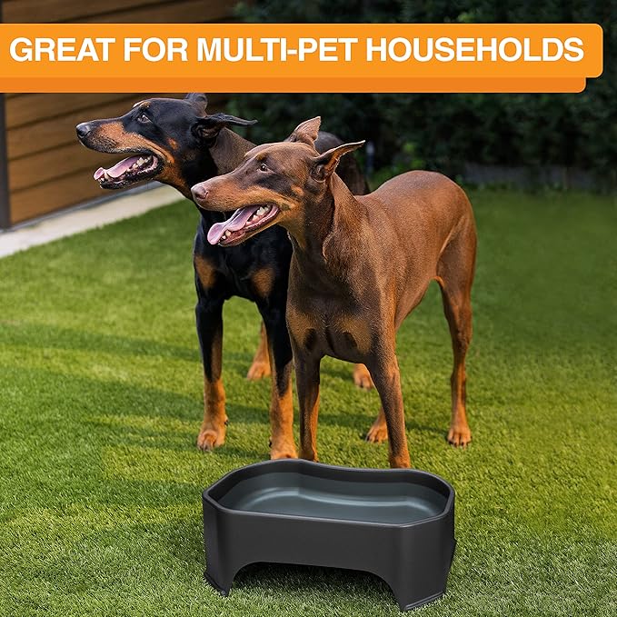 Neater Pet Brands Extra Large Water Bowl for Dogs, Outdoor Dog Water Bowl (2.25 Gallon Extra-Large Capacity), Big Trough Style Food Dish for Indoors or Outside, No Spill Large Dog Bowls, Black
