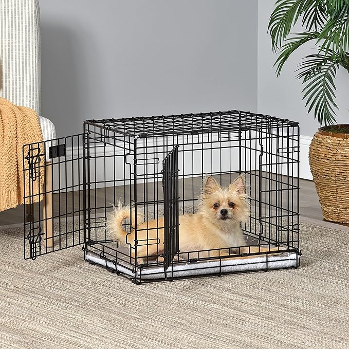 MidWest Homes for Pets Quiet Time Reversible Crate Pan Cover 24' Mushroom Diamond/Fleece, Small