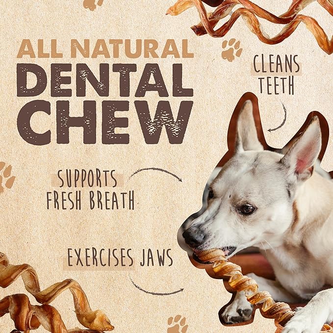 Mighty Paw Naturals Curly Bully Sticks for Dogs - Grass Fed Beef Dog Chews. Dog Bully Sticks for Large Dogs, Medium, Small Breeds. Lower Odor Bully Sticks for Small Dogs. Single Ingredient 12”, 5 Pack