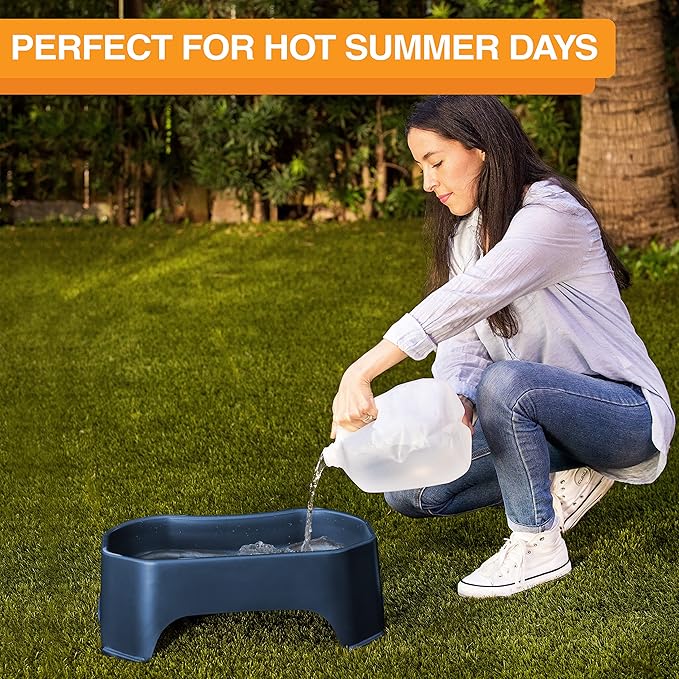 Neater Pet Brands Extra Large Water Bowl for Dogs, Outdoor Dog Water Bowl (2.25 Gallon Extra-Large Capacity), Big Trough Style Food Dish for Indoors or Outside, No Spill Large Dog Bowls, Dark Blue