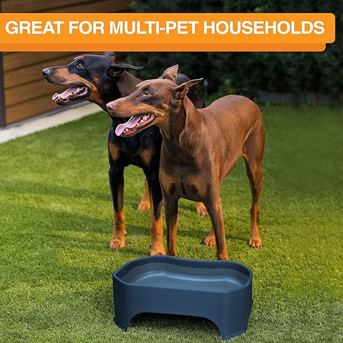 Neater Pet Brands Extra Large Water Bowl for Dogs, Outdoor Dog Water Bowl (2.25 Gallon Extra-Large Capacity), Big Trough Style Food Dish for Indoors or Outside, No Spill Large Dog Bowls, Dark Blue