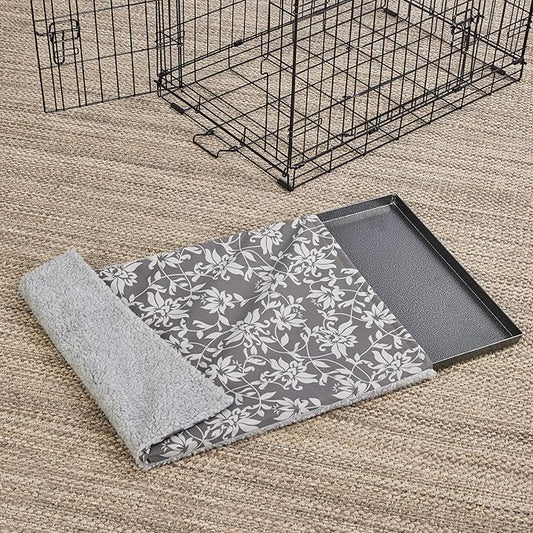 MidWest Homes for Pets Quiet Time Reversible Crate Pan Cover 36' Gray Floral/Fleece