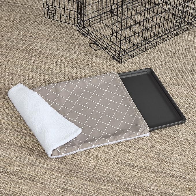 MidWest Homes for Pets Quiet Time Reversible Crate Pan Cover 42' Mushroom Diamond/Fleece