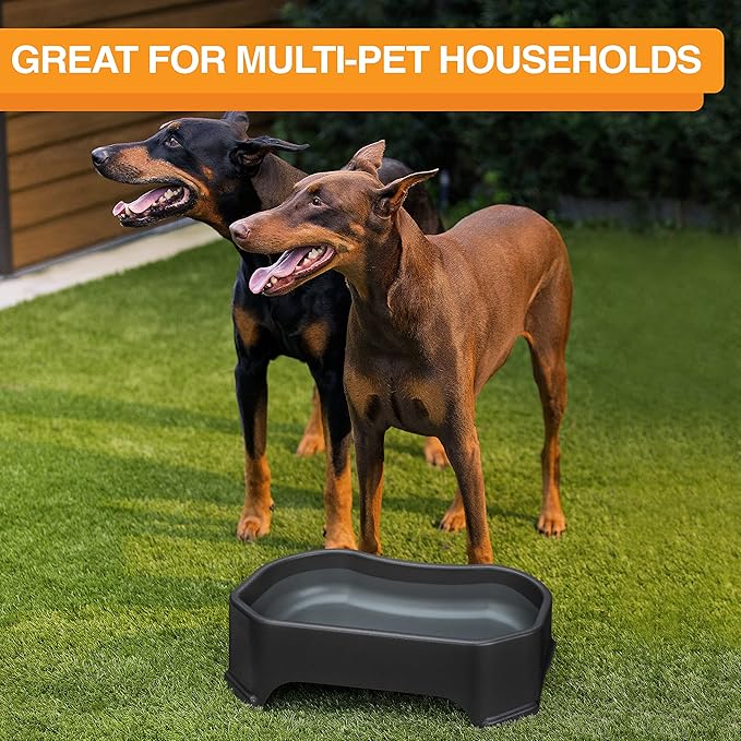 Neater Pet Brands Large Water Bowl for Dogs, Outdoor Dog Water Bowl (1.25 Gallon Extra-Large Capacity), Big Trough Style Food Dish for Indoors or Outside, No Spill Large Dog Bowls, Midnight Black