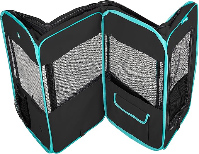 Deluxe Premium Pet Dog Playpen Portable Soft Dog Exercise Pen Kennel with Carry Bag for Dogs, Cats, Kittens, and All Pets (Small, Black)