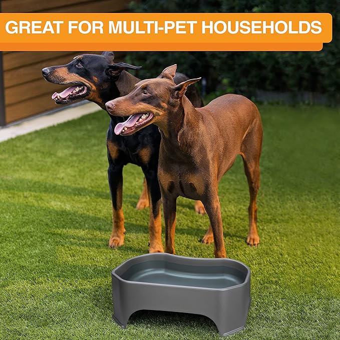 Neater Pet Brands Extra Large Water Bowl for Dogs, Outdoor Dog Water Bowl (2.25 Gallon Extra-Large Capacity), Big Trough Style Food Dish for Indoors or Outside, No Spill Large Dog Bowls, Gunmetal Grey