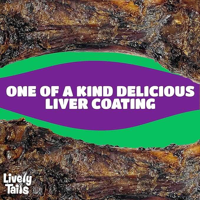 Liver Coated Dog Bones for Aggressive Chewers, Natural Dog Bones for Large Dogs, Beef Shin Large Dog Bones for Medium Dogs, Bones for Dogs Long Lasting, Dog Chew Bones - 1 Count