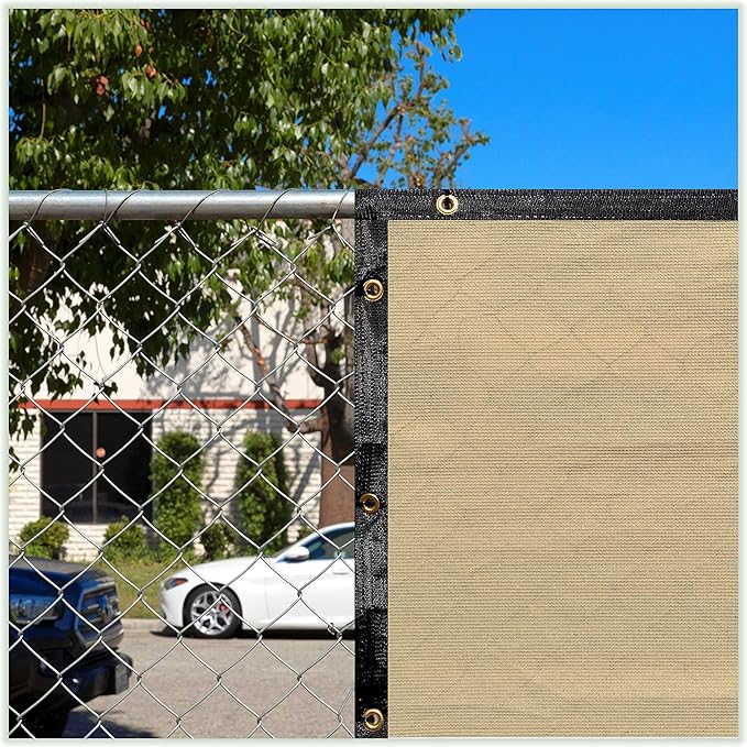 ColourTree 4' x 22' SandBeige Custom Size Shade Cloth with Grommets - 90% Sunblock, Durable Mesh Fabric Tarp for Dog Kennel Cover, Fence Privacy Screen, Greenhouse, Chicken Coop & Pet Playpen