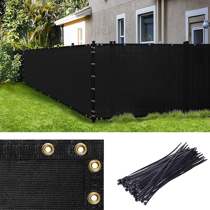 ColourTree 4' x 27' Black Custom Size Shade Cloth with Grommets - 90% Sunblock, Durable Mesh Fabric Tarp for Dog Kennel Cover, Fence Privacy Screen, Greenhouse, Chicken Coop & Pet Playpen