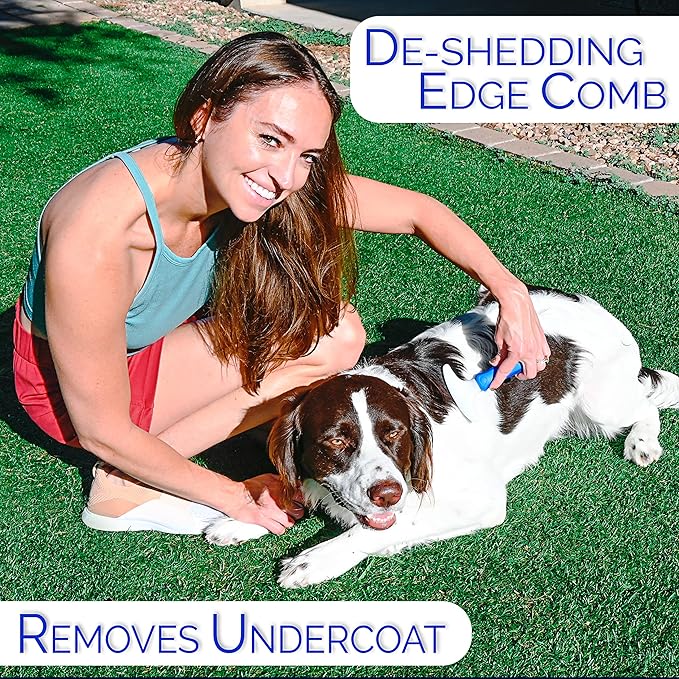 6 In 1 Premium Dog Brush Set - Dog Grooming Brushes - Ball Pin & Bristle Brush, Curved Blade Dematting Comb, Slicker Brush, Deshedding Edge Comb, Detangling Pet Comb