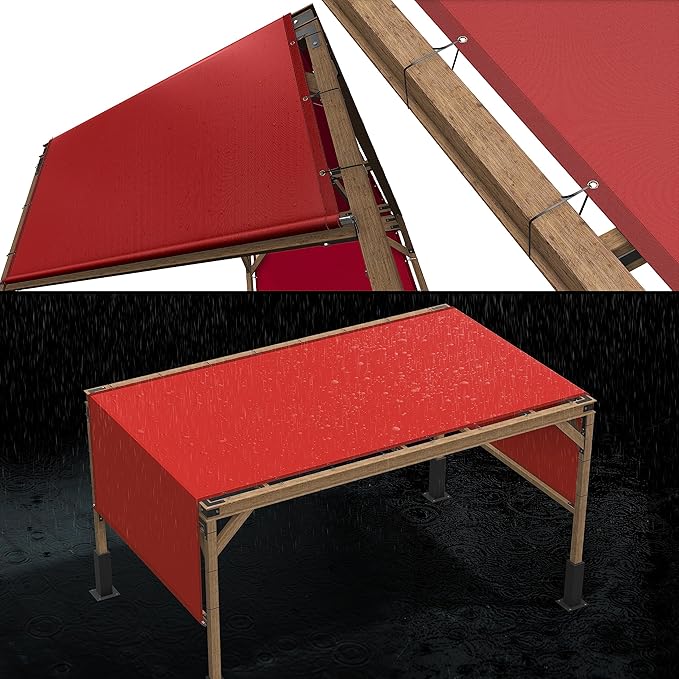 ColourTree 8' x 21' Red Custom Size Waterproof Shade Cloth with Grommets - 90% Sunblock, Durable Mesh Fabric Tarp for Dog Kennel Cover, Fence Privacy Screen, Greenhouse, Coop & Pet Playpen