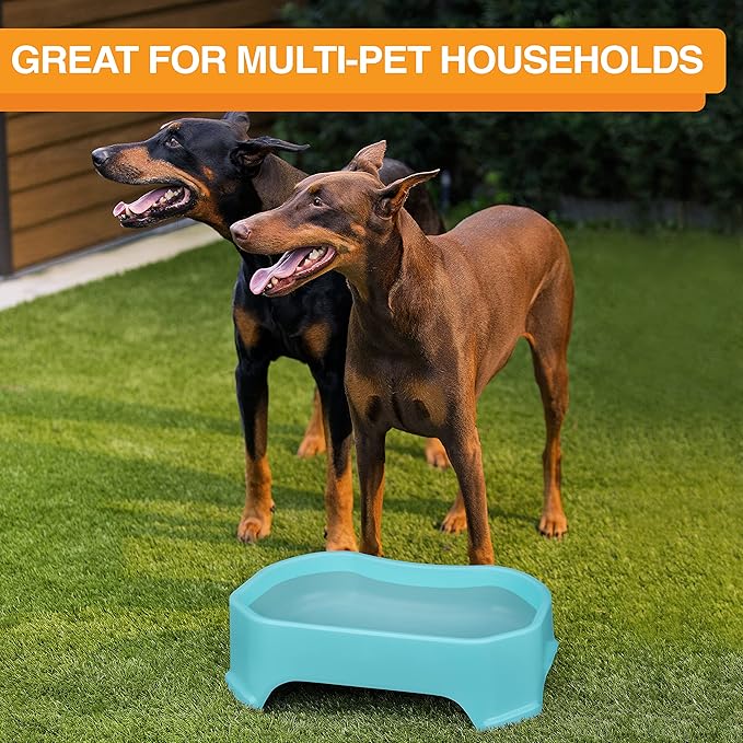 Neater Pet Brands Large Water Bowl for Dogs, Outdoor Dog Water Bowl (1.25 Gallon Extra-Large Capacity), Big Trough Style Food Dish for Indoors or Outside, No Spill Large Dog Bowls, Aquamarine