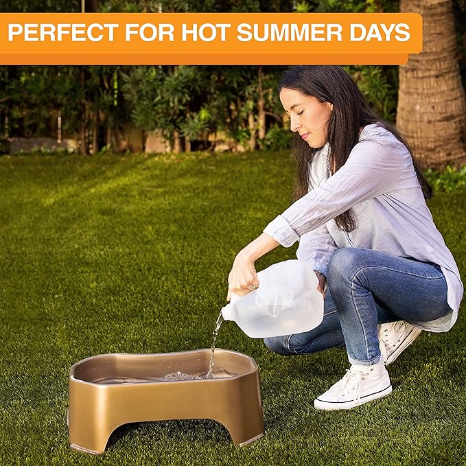 Neater Pet Brands Extra Large Water Bowl for Dogs, Outdoor Dog Water Bowl (2.25 Gallon Extra-Large Capacity), Big Trough Style Food Dish for Indoors or Outside, No Spill Large Dog Bowls, Champagne