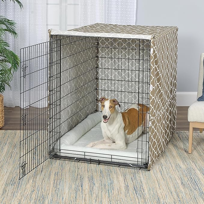 MidWest Homes for Pets Dog Crate Cover, Privacy Dog Crate Cover Fits Midwest Dog Crates, Crate Cover Only; Machine Wash & Dry; Brown Geo Print; 54 inch