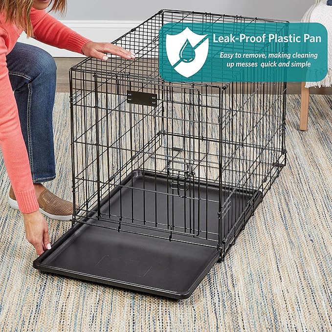 MidWest Homes for Pets Newly Enhanced Single & Double Door iCrate Dog Crate, Includes Leak-Proof Pan, Floor Protecting Feet, Divider Panel & New Patented Features