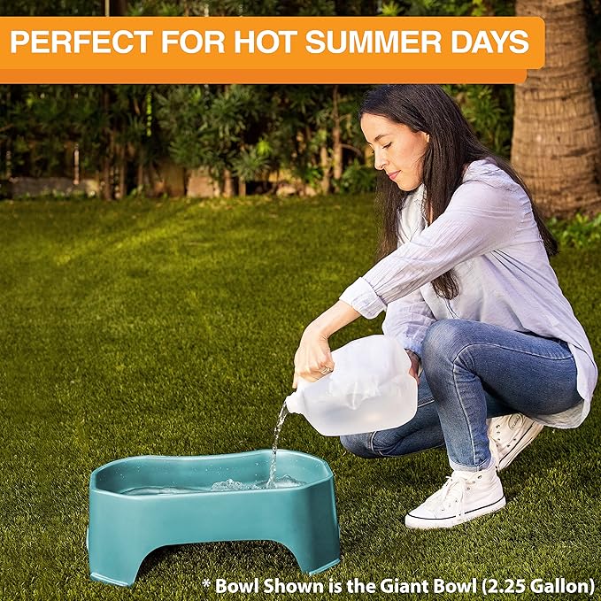 Neater Pet Brands Large Water Bowl for Dogs, Outdoor Dog Water Bowl (1.25 Gallon Extra-Large Capacity), Big Trough Style Food Dish for Indoors or Outside, No Spill Large Dog Bowls, Aquamarine