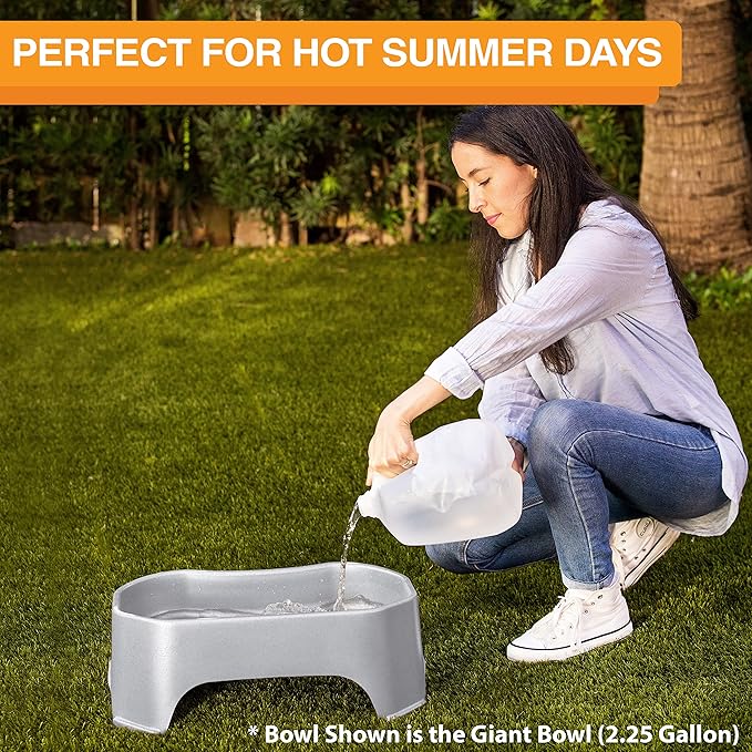 Neater Pet Brands Large Water Bowl for Dogs, Outdoor Dog Water Bowl (1.25 Gallon Extra-Large Capacity), Big Trough Style Food Dish for Indoors or Outside, No Spill Large Dog Bowls, Vanilla Bean