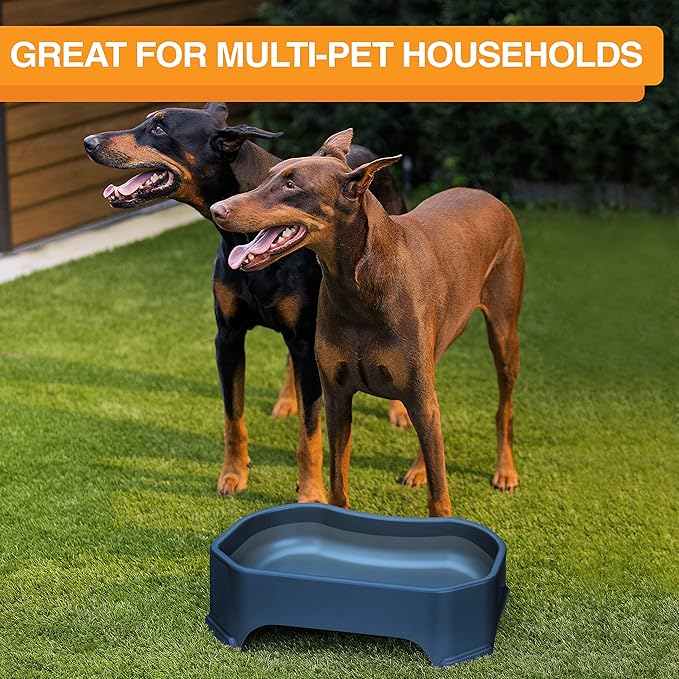 Neater Pet Brands Large Water Bowl for Dogs, Outdoor Dog Water Bowl (1.25 Gallon Extra-Large Capacity), Big Trough Style Food Dish for Indoors or Outside, No Spill Large Dog Bowls, Dark Blue