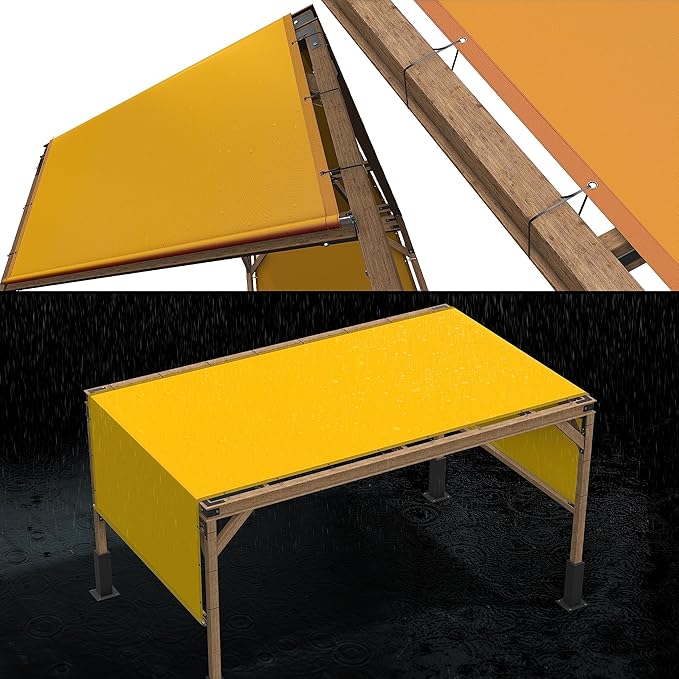 ColourTree 5' x 6' Yellow Custom Size Waterproof Shade Cloth with Grommets - 90% Sunblock, Durable Mesh Fabric Tarp for Dog Kennel Cover, Fence Privacy Screen, Greenhouse, Coop & Pet Playpen