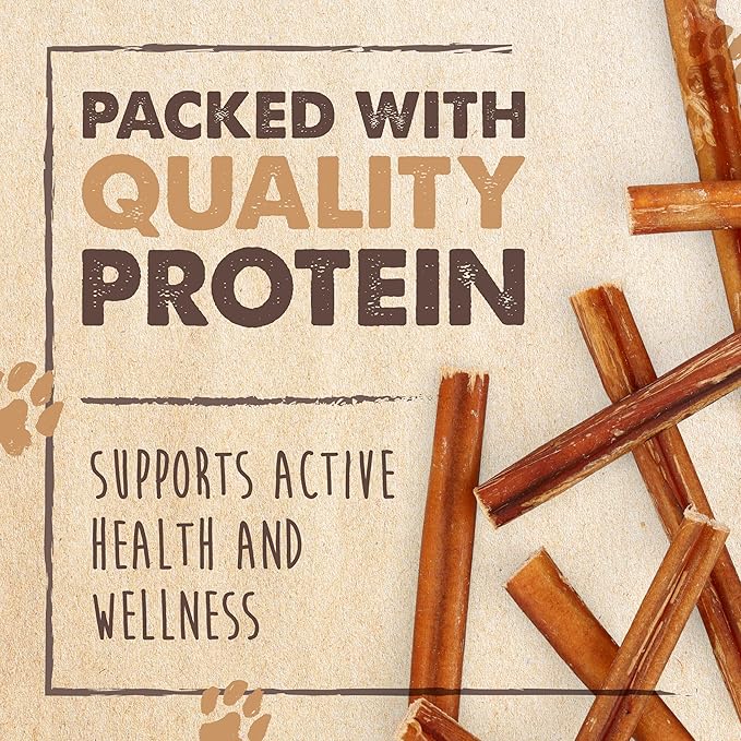 Mighty Paw Naturals Bully Sticks for Dogs - Grass Fed Beef Dog Chews. Dog Bully Sticks for Large Dogs, Medium and Small Breeds. Lower Odor Bully Sticks for Small Dogs. Single Ingredient (6" - 25 Pack)