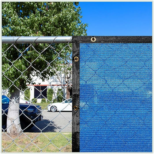 ColourTree 6' x 14' Blue Custom Size Shade Cloth with Grommets - 90% Sunblock, Durable Mesh Fabric Tarp for Dog Kennel Cover, Fence Privacy Screen, Greenhouse, Chicken Coop & Pet Playpen