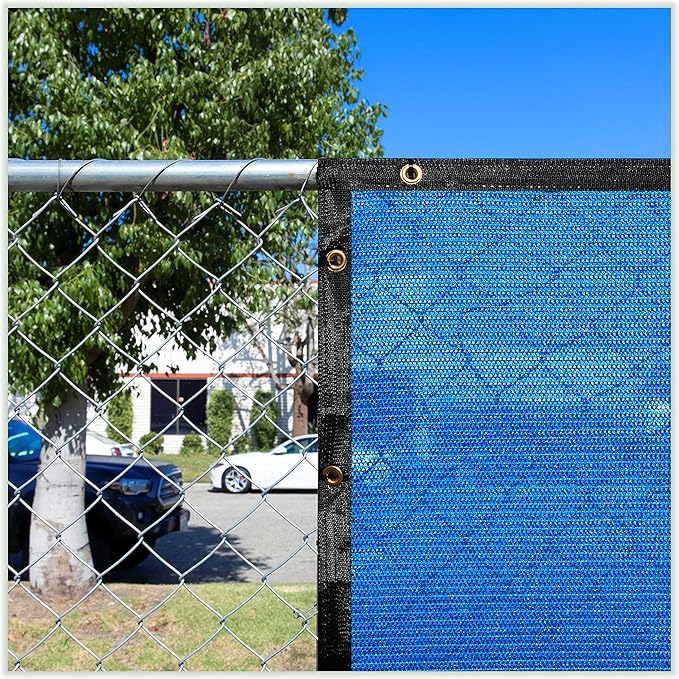 ColourTree 6' x 21' Blue Custom Size Shade Cloth with Grommets - 90% Sunblock, Durable Mesh Fabric Tarp for Dog Kennel Cover, Fence Privacy Screen, Greenhouse, Chicken Coop & Pet Playpen