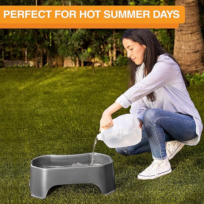 Neater Pet Brands Extra Large Water Bowl for Dogs, Outdoor Dog Water Bowl (2.25 Gallon Extra-Large Capacity), Big Trough Style Food Dish for Indoors or Outside, No Spill Large Dog Bowls, Gunmetal Grey