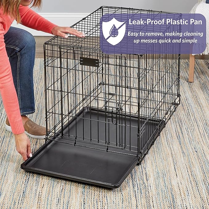 MidWest Homes for Pets Newly Enhanced Single & Double Door iCrate Dog Crate, Includes Leak-Proof Pan, Floor Protecting Feet, Divider Panel & New Patented Features
