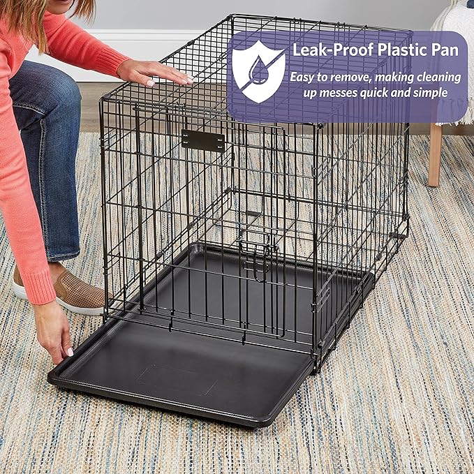 MidWest Homes for Pets Newly Enhanced Single & Double Door iCrate Dog Crate, Includes Leak-Proof Pan, Floor Protecting Feet, Divider Panel & New Patented Features
