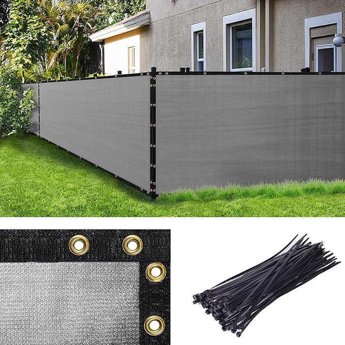 ColourTree 5' x 15' Grey Custom Size Shade Cloth with Grommets - 90% Sunblock, Durable Mesh Fabric Tarp for Dog Kennel Cover, Fence Privacy Screen, Greenhouse, Chicken Coop & Pet Playpen