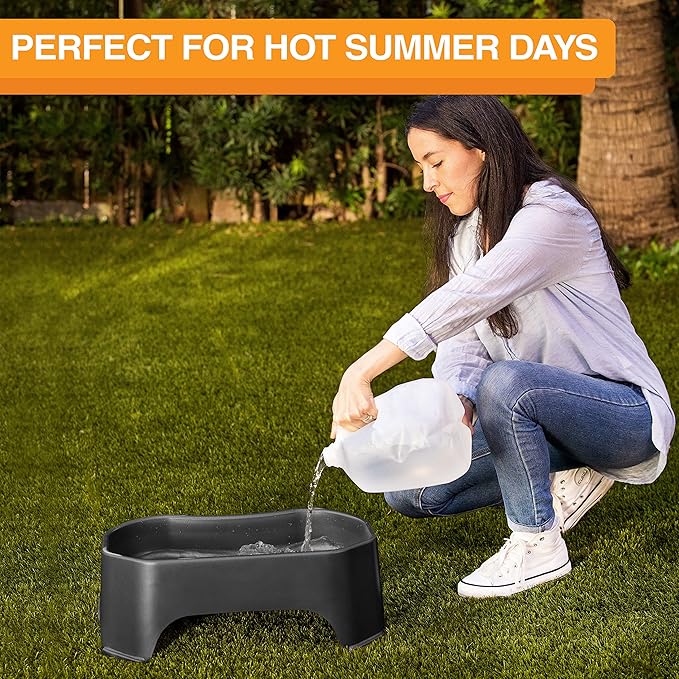 Neater Pet Brands Large Water Bowl for Dogs, Outdoor Dog Water Bowl (1.25 Gallon Extra-Large Capacity), Big Trough Style Food Dish for Indoors or Outside, No Spill Large Dog Bowls, Midnight Black